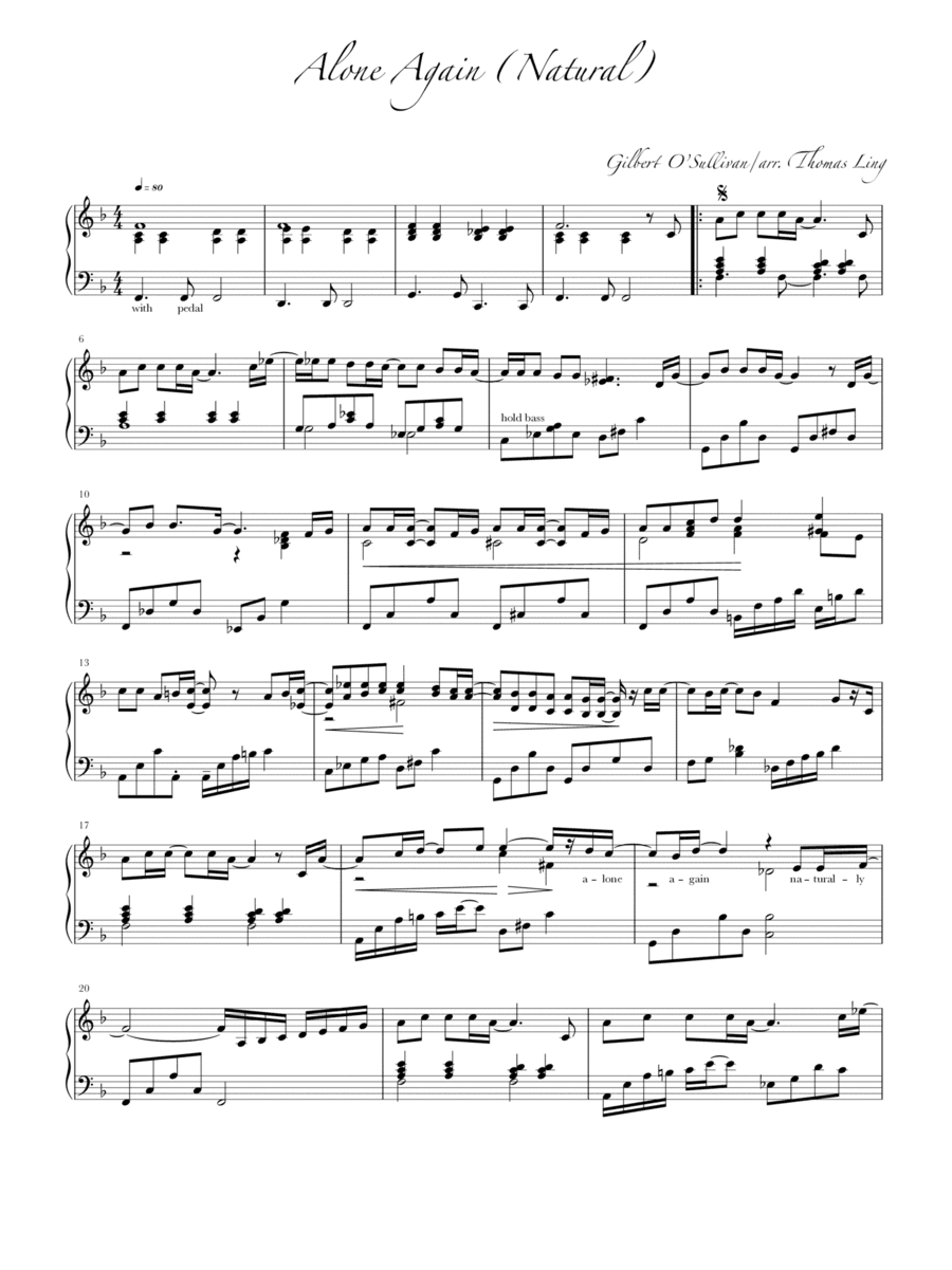 Alone Again (naturally) (arr. Thomas Ling of Sibu)