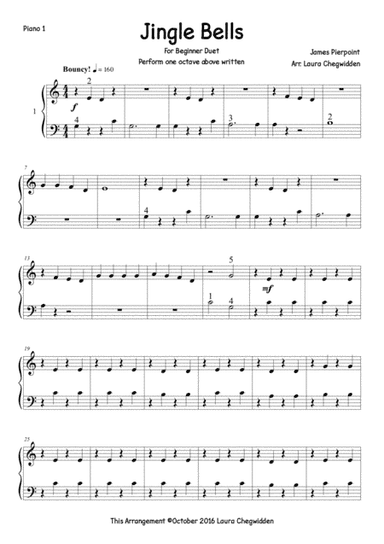 Jingle Bells Piano Duet (arr. Laura Chegwidden)