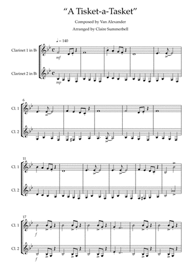 A Tisket-a-Tasket - Easy Clarinet Duet (arr. Claire Summerbell)