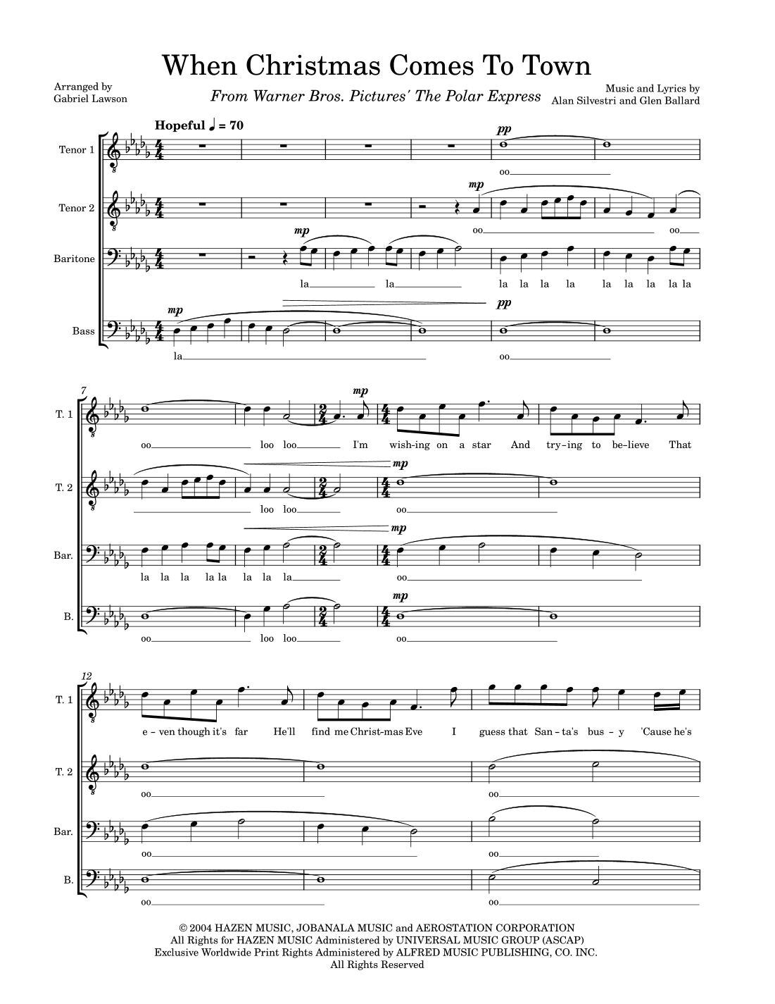 When Christmas Comes To Town (arr. Gabriel Lawson)