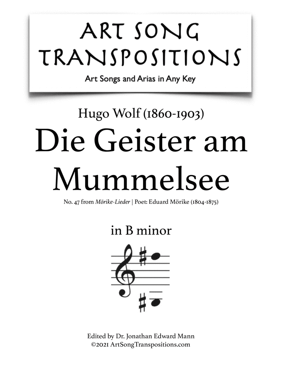 WOLF: Die Geister am Mummelsee (transposed to B minor) (arr. ArtSongTranspositions.com)