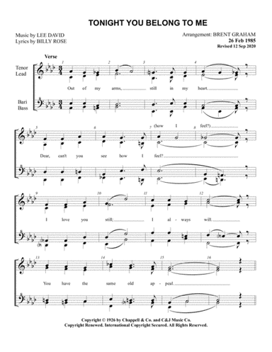 Tonight You Belong To Me (arr. Brent Graham)