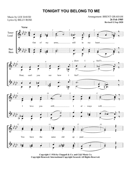 Tonight You Belong To Me (arr. Brent Graham)