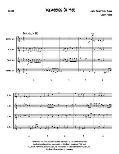 Memories Of You (arr. Logan Moore)