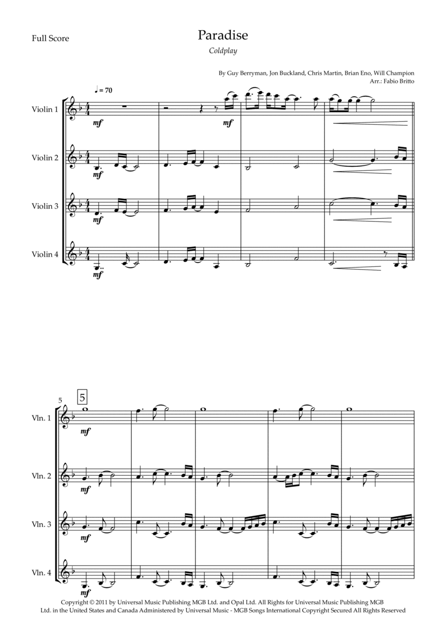 Paradise (arr. Fabio Britto)