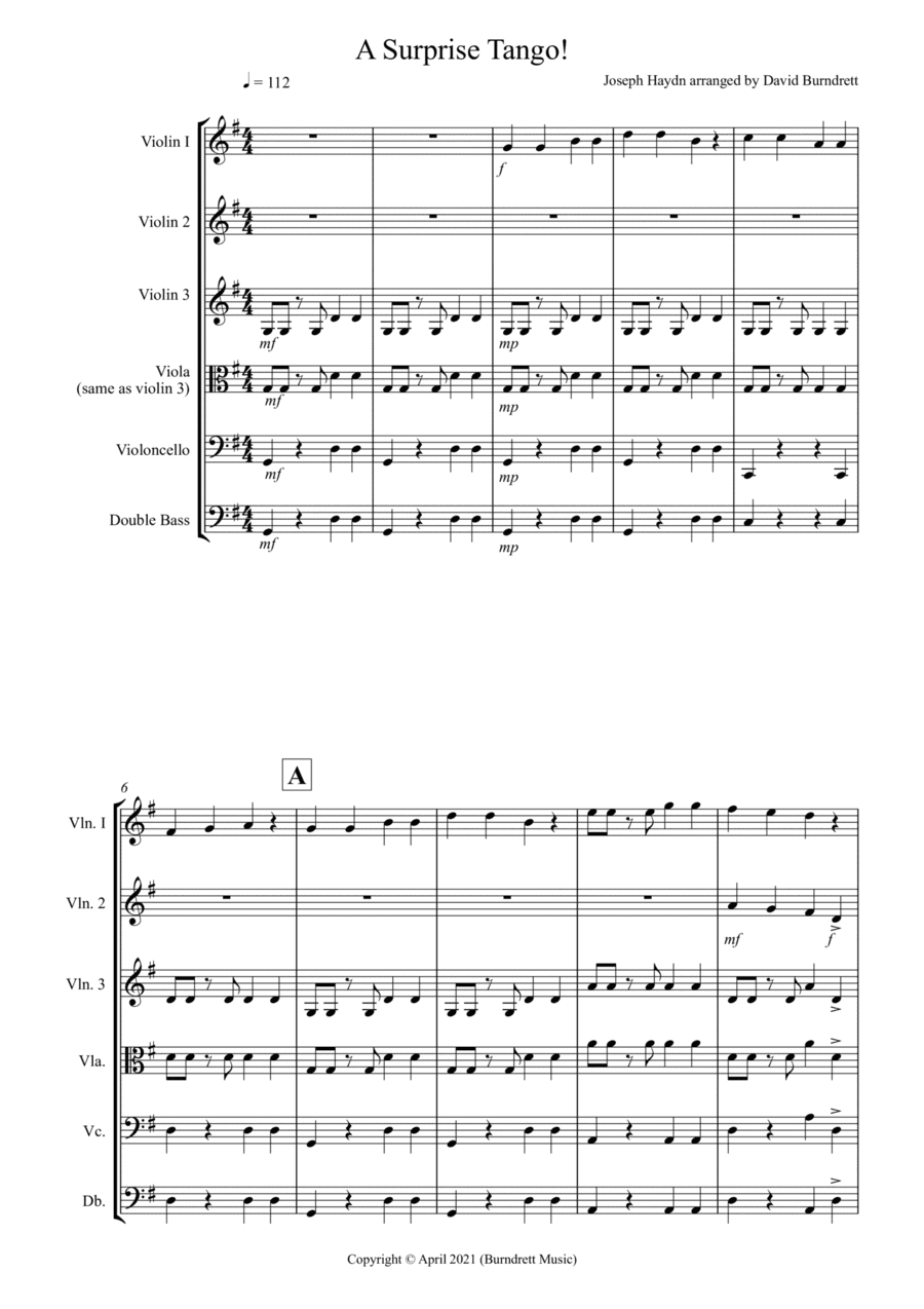 A Surprise Tango! for Beginning String Orchestra (arr. David Burndrett)