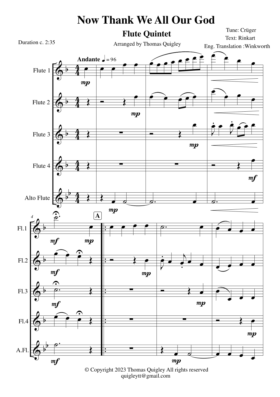 Now Thank We All Our God (arr. Thomas Quigley)