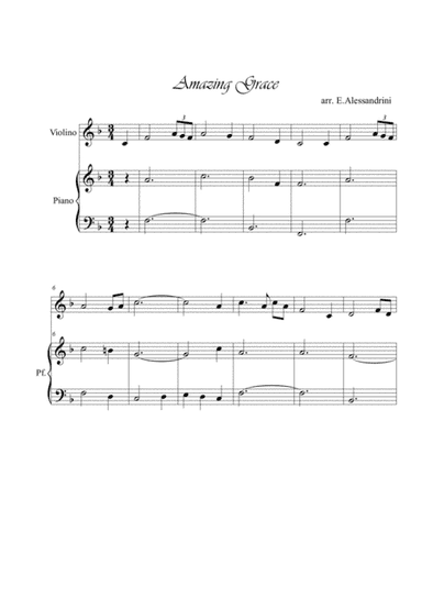 Amazing grace. Violin and piano (arr. Ester Alessandrini)