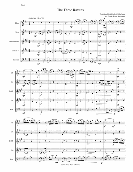Variations on The Three Ravens for wind quintet (arr. David Warin Solomons)