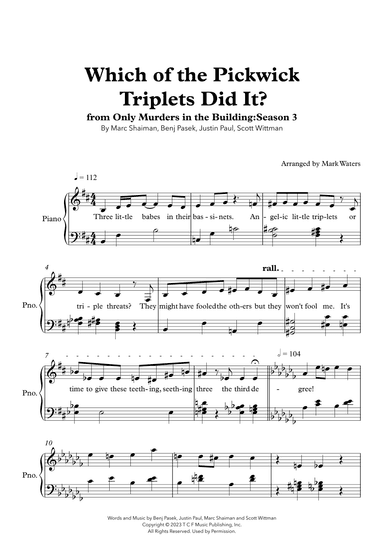 Which Of The Pickwick Triplets Did It? (arr. Mark Waters)