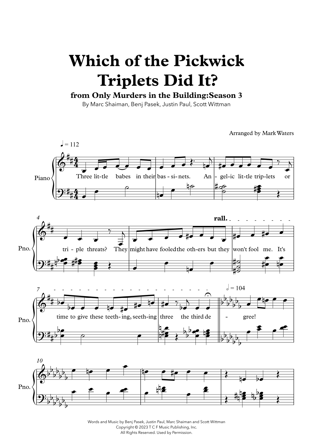 Which Of The Pickwick Triplets Did It? (arr. Mark Waters)
