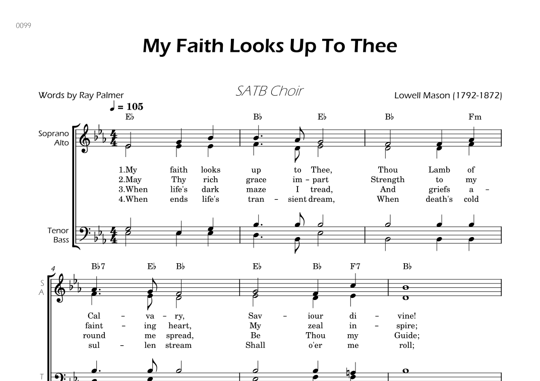 My Faith Looks Up To Thee - SATB Choir - W/Chords (arr. César Madeira)
