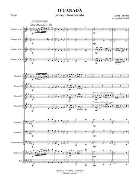 O Canada for Large Brass Ensemble (arr. Simard, Julien)
