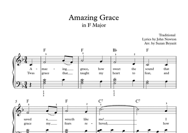 Amazing Grace  in F Major (with Lyrics) (arr. Suzan Beyazit)