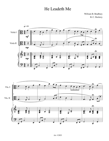 He Leadeth Me (Viola Duet with Piano Accompaniment) (arr. B. C. Dockery)