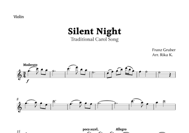 Silent Night for Violin Solo (arr. Rika K.)