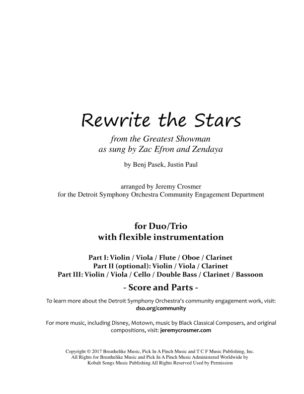 Rewrite The Stars (arr. Jeremy Crosmer)