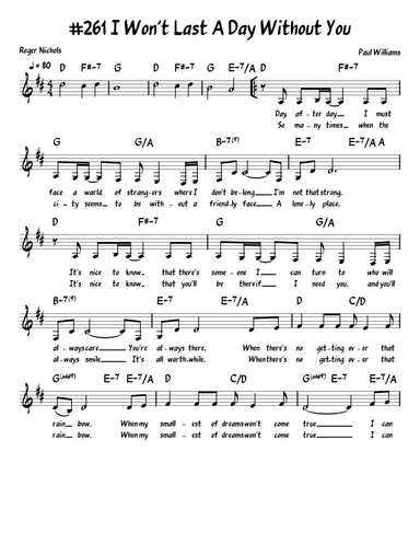 I Won't Last A Day Without You (arr. John Fries)