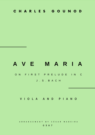 Ave Maria by Bach/Gounod - Viola and Piano (Full Score and Parts) (arr. César Madeira)