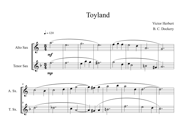 Toyland (Alto and Tenor Sax Duet) (arr. B. C. Dockery)