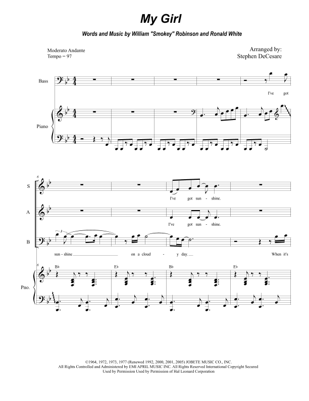 My Girl (arr. Stephen DeCesare)