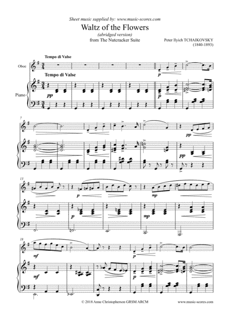 Nutcracker Suite: Waltz of The Flowers - Oboe and Piano (arr. Anne L Christopherson GRSM ARCM)