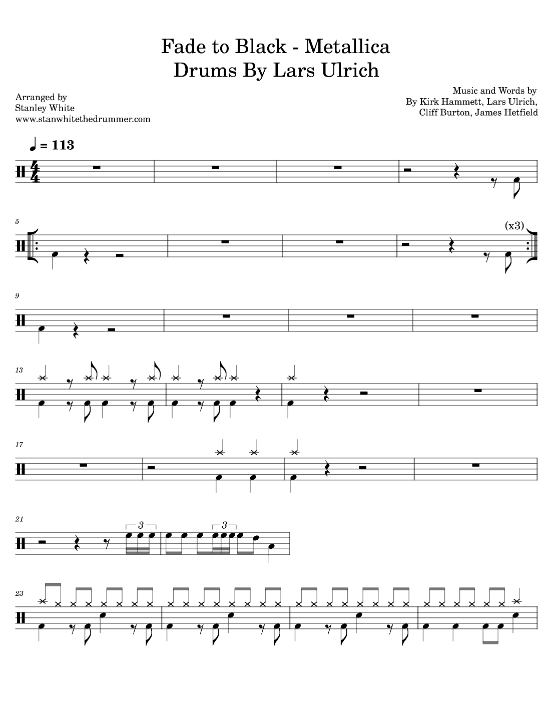 Fade To Black (arr. Stanley White)