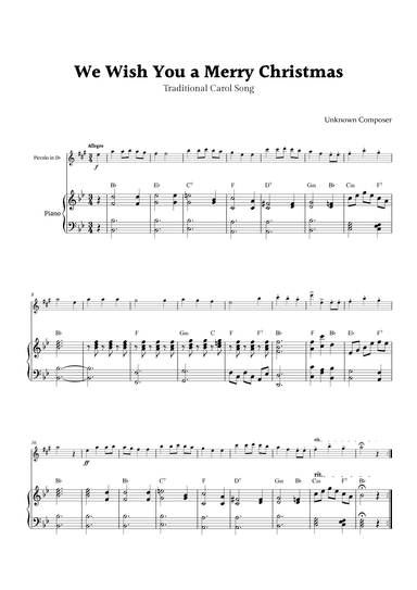 We Wish you a Merry Christmas for D- Flat Piccolo and Piano (arr. Rika K.)