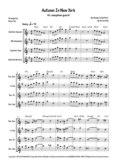 Autumn In New York (arr. Víctor Diz)