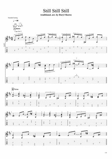 Still Still Still, for solo fingerstyle guitar (arr. Daryl Shawn)