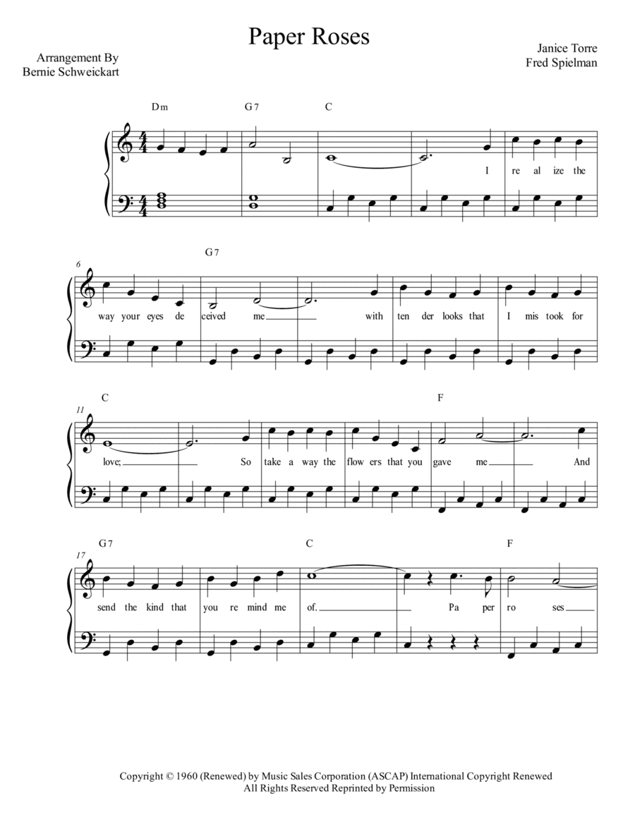 Paper Roses (arr. Bernie Schweickart)