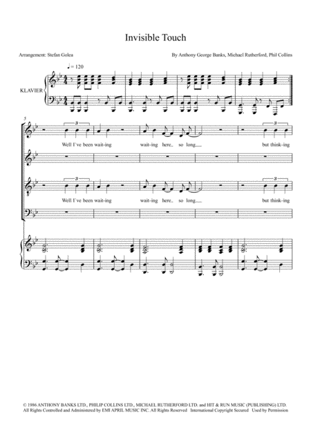 Invisible Touch (arr. Stefan Golea)