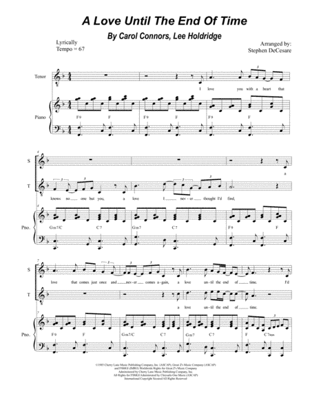 A Love Until The End Of Time (arr. Stephen DeCesare)