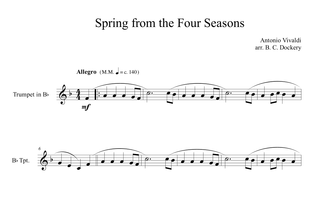 Spring from the Four Seasons (Trumpet Solo) (arr. B. C. Dockery)