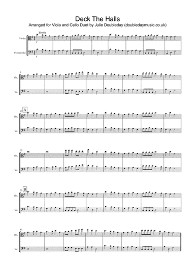 Deck The Halls for Viola and Cello Duet (arr. Julie Doubleday)