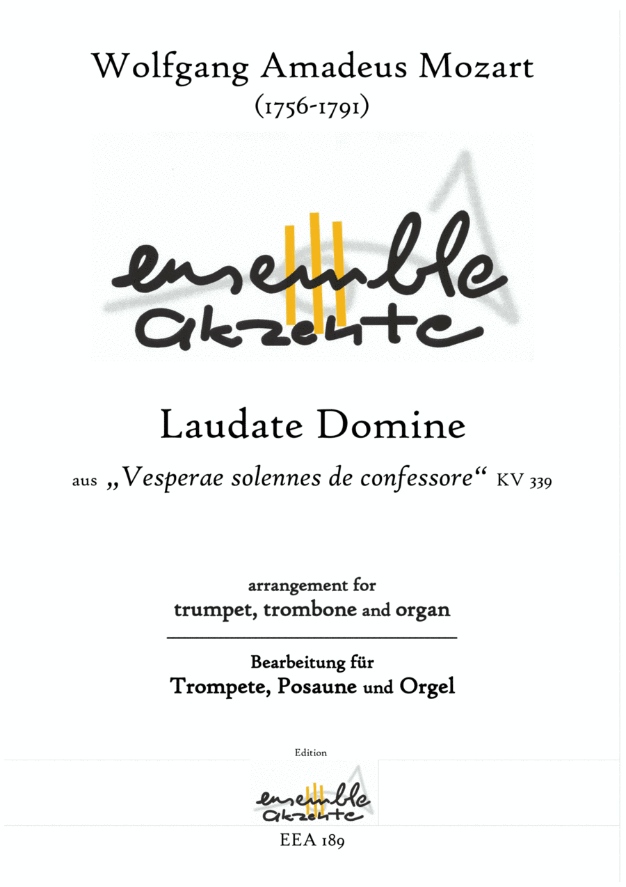 Laudate Domine - arrangement for trumpet, trombone and organ (arr. Matthias Eckart - Edition Ensemble Akzente)