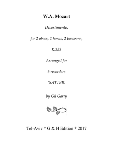 Divertimento, K.252 (arrangement for 6 recorders) (arr. Gil Garty)