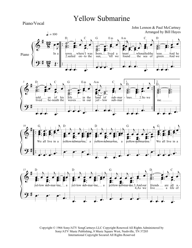 Yellow Submarine (arr. Bill Hayes)