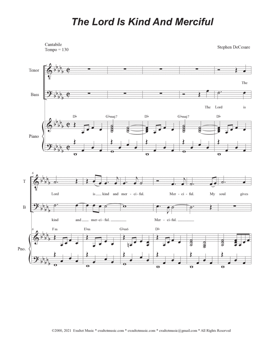 The Lord Is Kind And Merciful (Duet for Tenor and Bass solo)