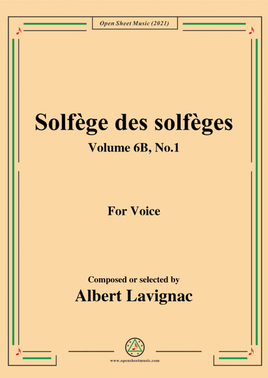 Lavignac-Solfege des solfeges,Volume 6B No.9,for Voice (arr. Open Cloud)