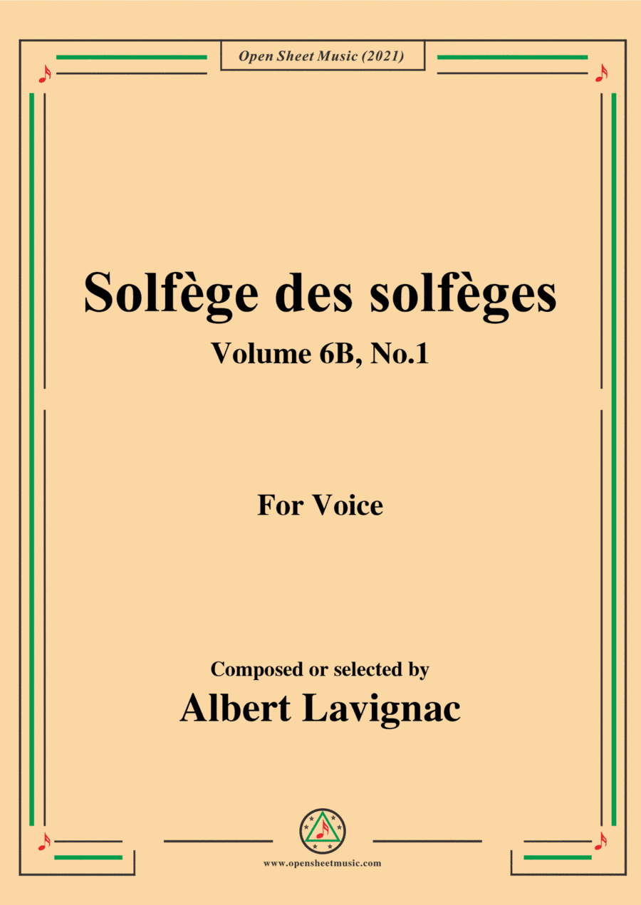 Lavignac-Solfege des solfeges,Volume 6B No.9,for Voice (arr. Open Cloud)