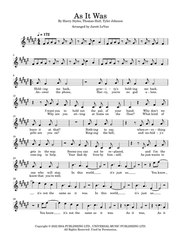 As It Was (arr. Jarett LeVan)