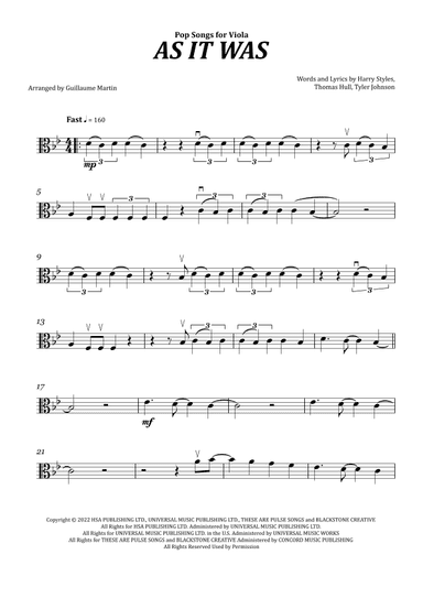 As It Was (arr. Guillaume Martin)