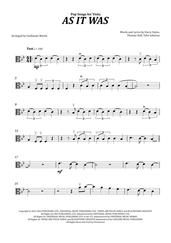 As It Was (arr. Guillaume Martin)