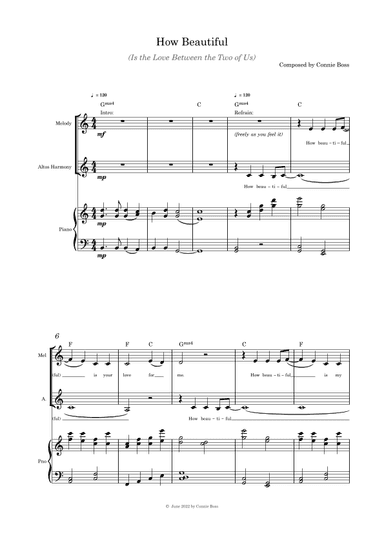 How Beautiful (Is the Love Between the Two of Us) - Alto duet and piano