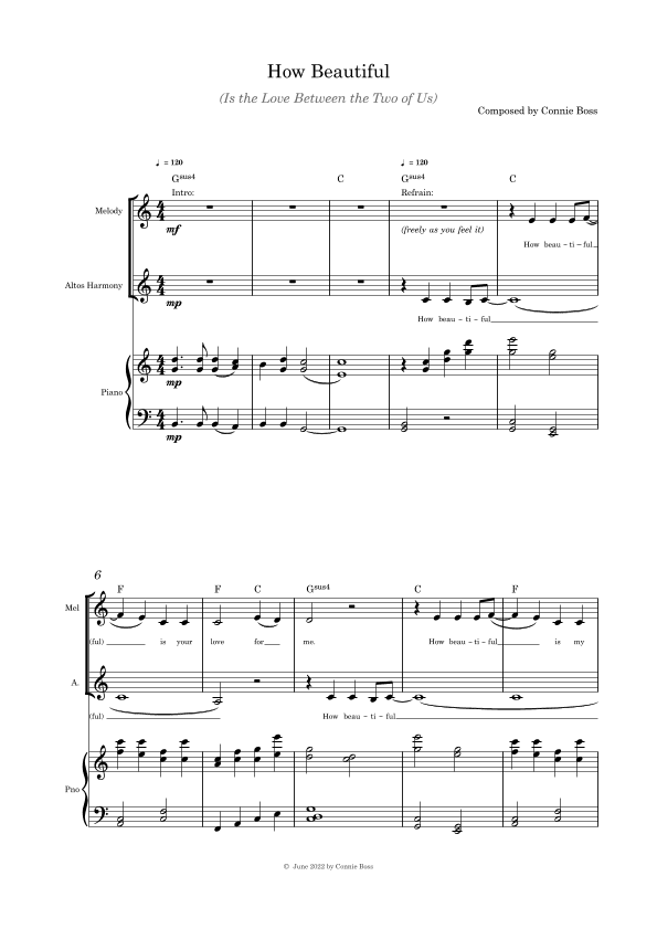 How Beautiful (Is the Love Between the Two of Us) - Alto duet and piano