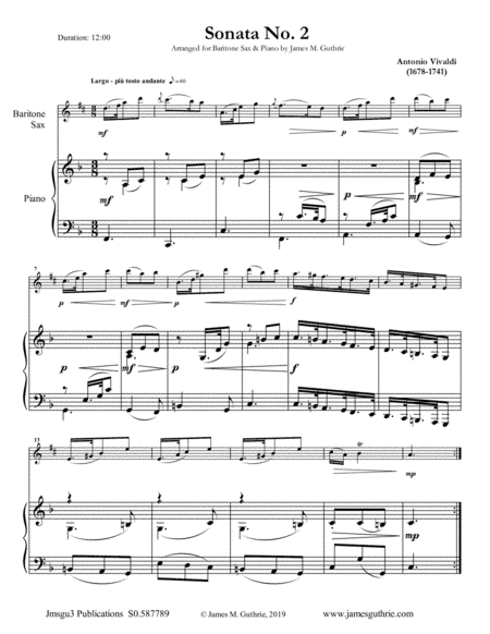 Vivaldi: Sonata No. 2 for Baritone Sax & Piano (arr. James M. Guthrie)