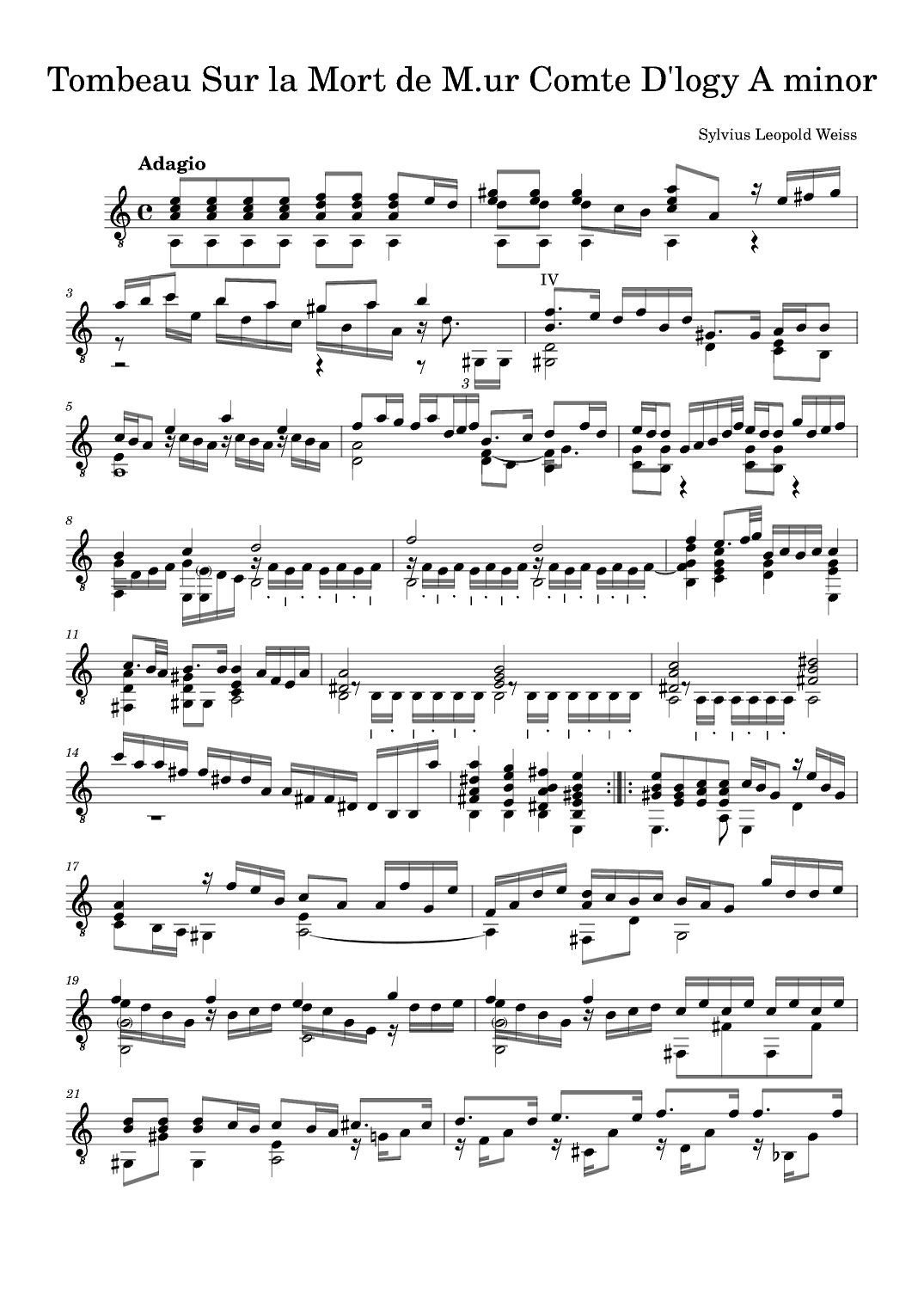 Tombeau Sur la Mort de M.ur Comte D'logy (arr. Benjamin Grace)