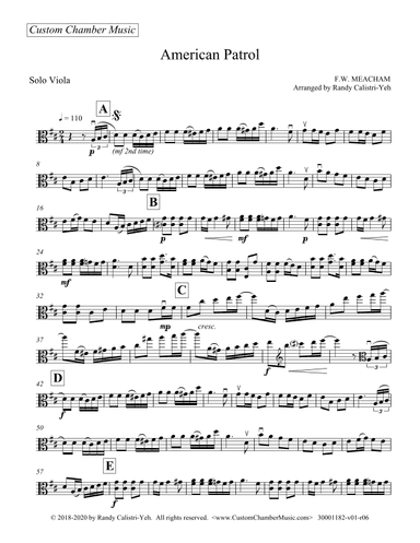 American Patrol (solo viola) (arr. Randy Calistri-Yeh)