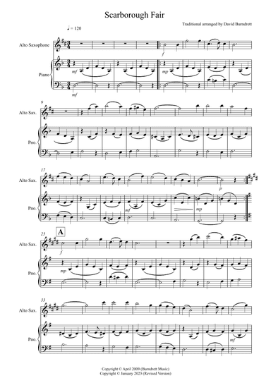 Scarborough Fair for Alto Saxophone and Piano (arr. David Burndrett)